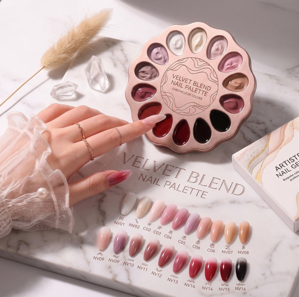 ARTISTIQUE Professional Nail Art Master Palette | Chronicle of Colors - 16 Highly Pigmented Gel Shades with Dual-End Brush Set | Creamy Velvet Texture for Unlimited Nail Artistry