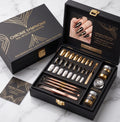 Artistry Master Collection | 24-Piece Designer Press-On Nails, Metallic Gold Gel Liner & Rose Gold Precision Tool Suite