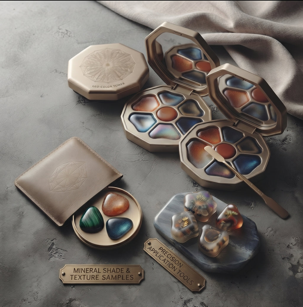 Professional Solid Gel Nail Palette Set - 9-Color Geometric Metallic Case with Precision Application Tools & Mineral Texture Samples