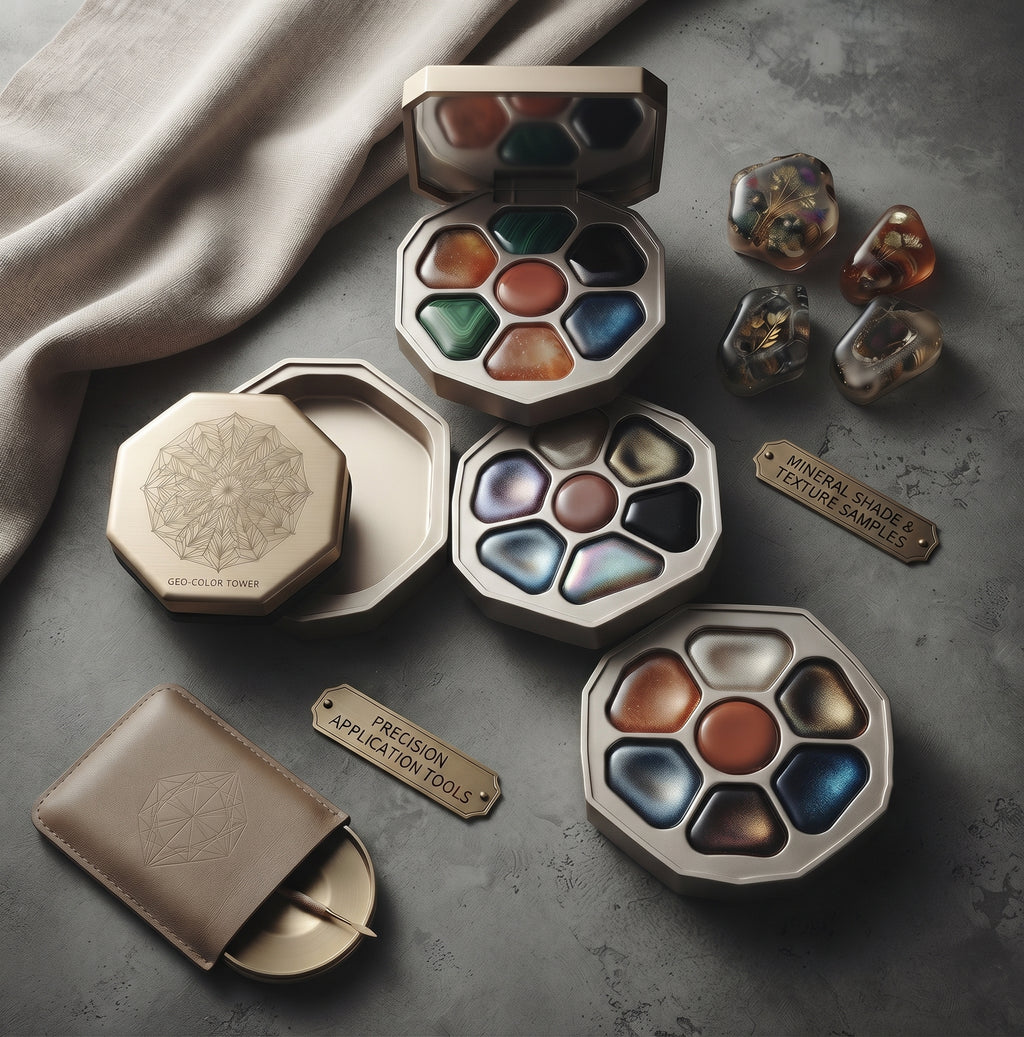 Professional Solid Gel Nail Palette Set - 9-Color Geometric Metallic Case with Precision Application Tools & Mineral Texture Samples